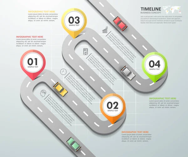 Yol yol Infographic Şablon 4 seçenekleri. 