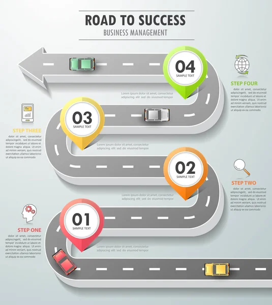 Modèle d'infographie routière 4 options . — Image vectorielle