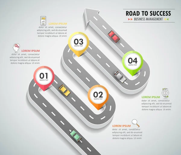 Modèle d'infographie routière 4 options . — Image vectorielle