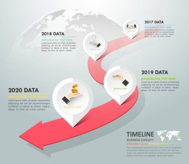 Ok yolu Infographic Şablon 4 seçenekleri. 