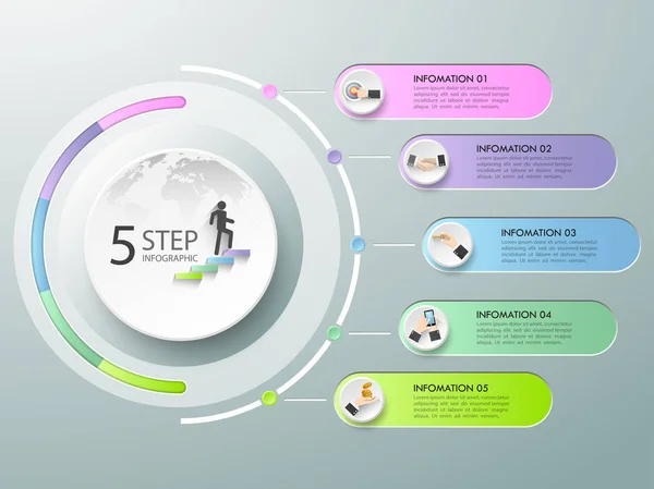 Možnosti šablony 5 infografika kruh design. — Stockový vektor