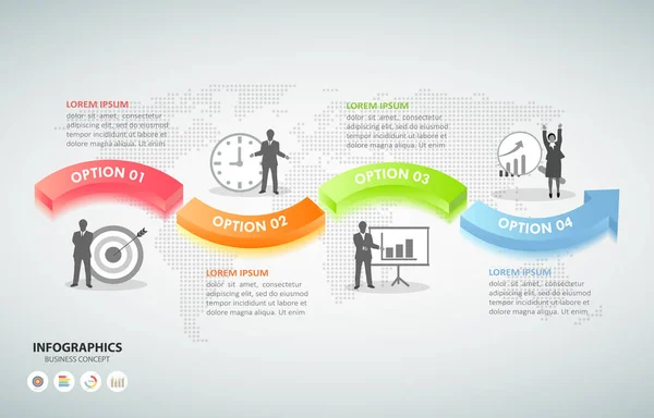 Modèle infographique de conception 4 options. Concept d'entreprise — Image vectorielle