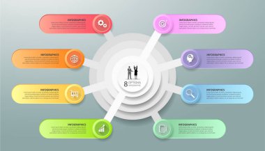 Infographic Şablon 8 seçenekleri tasarımı. İş kavramı 