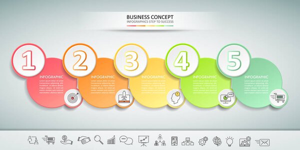 Инфографический шаблон бизнес-концепции 5 шагов
, 