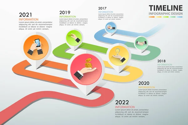 Tijdlijn business concept infographic sjabloon 5 stappen, — Stockvector