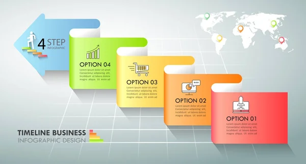 Pfeil-Infografik Vorlage 5 Optionen. Geschäftskonzept — Stockvektor