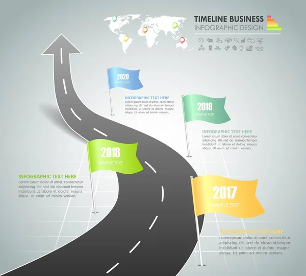 Modelo infográfico de conceito de negócio de linha do tempo 4 passos , — Vetor de Stock