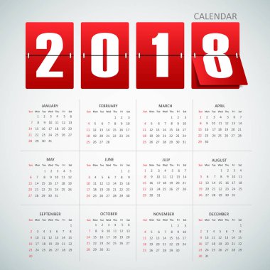 2018 tasarım takvimi. Vektör çizim