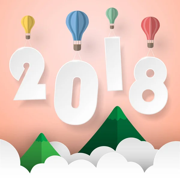 Diseño feliz año nuevo 2018 tarjeta de felicitación. Ilustración vectorial — Vector de stock