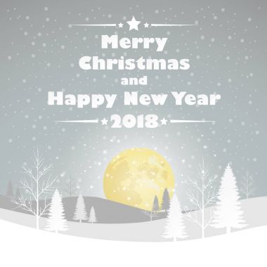 Tasarım Noel tebrik kartı ve 2018 mutlu yeni yıl mesajı