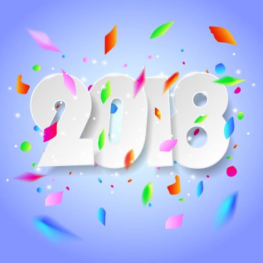 Mutlu yeni yıl 2018 tebrik kartı tasarımı. Vektör çizim