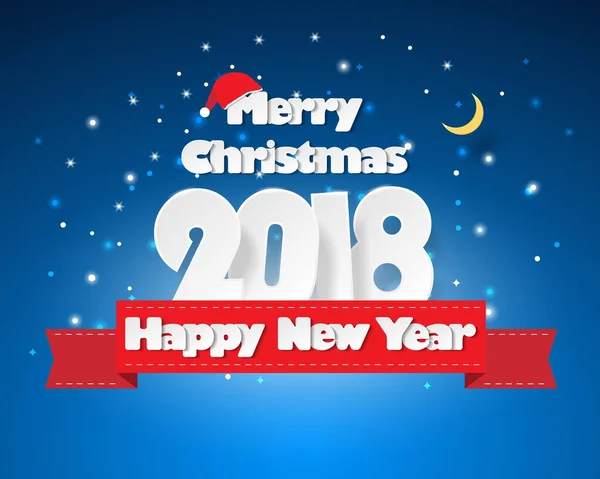 Ontwerpen van Christmas wenskaart en 2018 gelukkig Nieuwjaar bericht — Stockvector