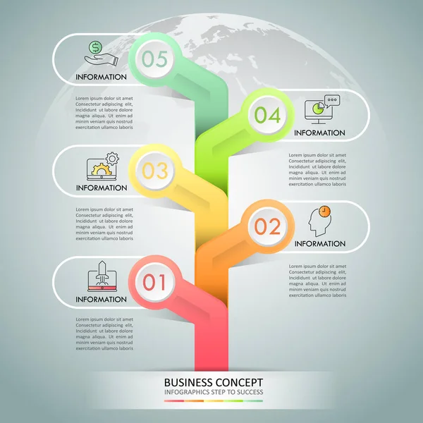 Επιχειρηματική Ιδέα Infographic Πρότυπο Βήματα Μπορούν Χρησιμοποιηθούν Για Ροή Εργασίας — Διανυσματικό Αρχείο