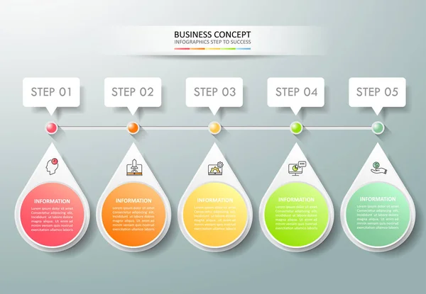 Infografika szablon 5 Opcje projektowania. Koncepcja biznesowa — Wektor stockowy