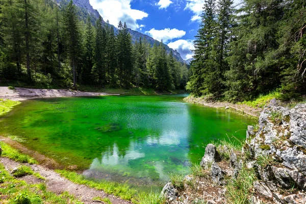 Gruner See - Гарне зелене озеро з кришталево чистою водою — стокове фото