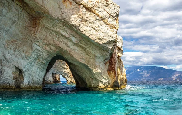 Blue caves on Zakynthos island in Greece Royalty Free Stock Images