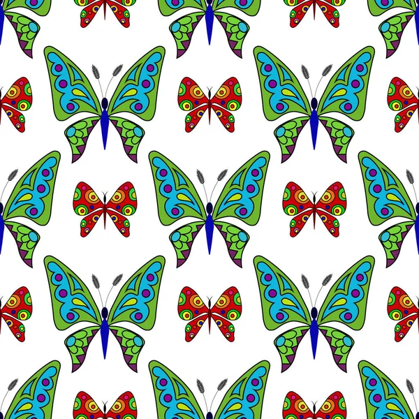 Vzor bezešvé z dekorativní motýly 1 — Stockový vektor