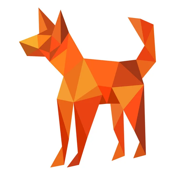 Figure Yellow Dog Low Poly Style — Stock Vector