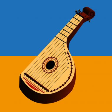 Ukraynalı bandura Ukrayna bayrağı arka planı