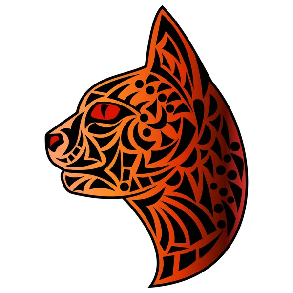 Cabeça Gato Abstrato Com Ornamento Decorativo Colorido Belo Elemento Tatuagem —  Vetores de Stock