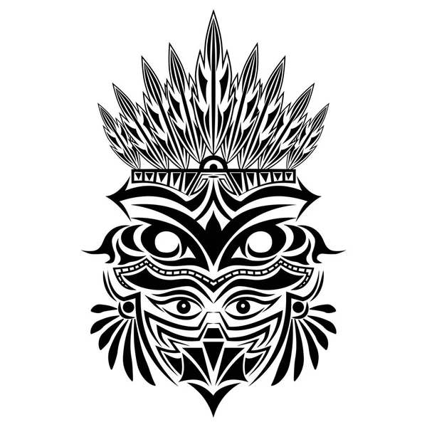 抽象的なベクトル黒インドの頭部のタトゥーのデザイン — ストックベクタ