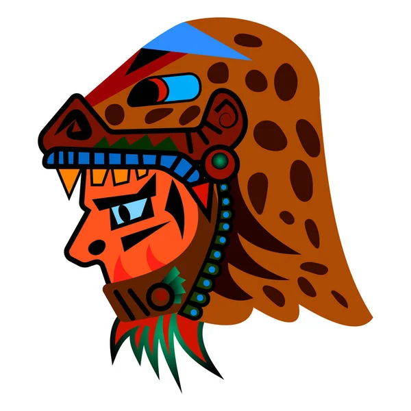Askeri maya maskesi jaguar kafası illüstrasyon vektör