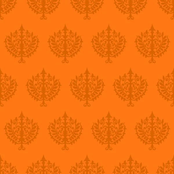 Seamless Vintage Pattern Orange Abstract Floral Elements — Stock Vector