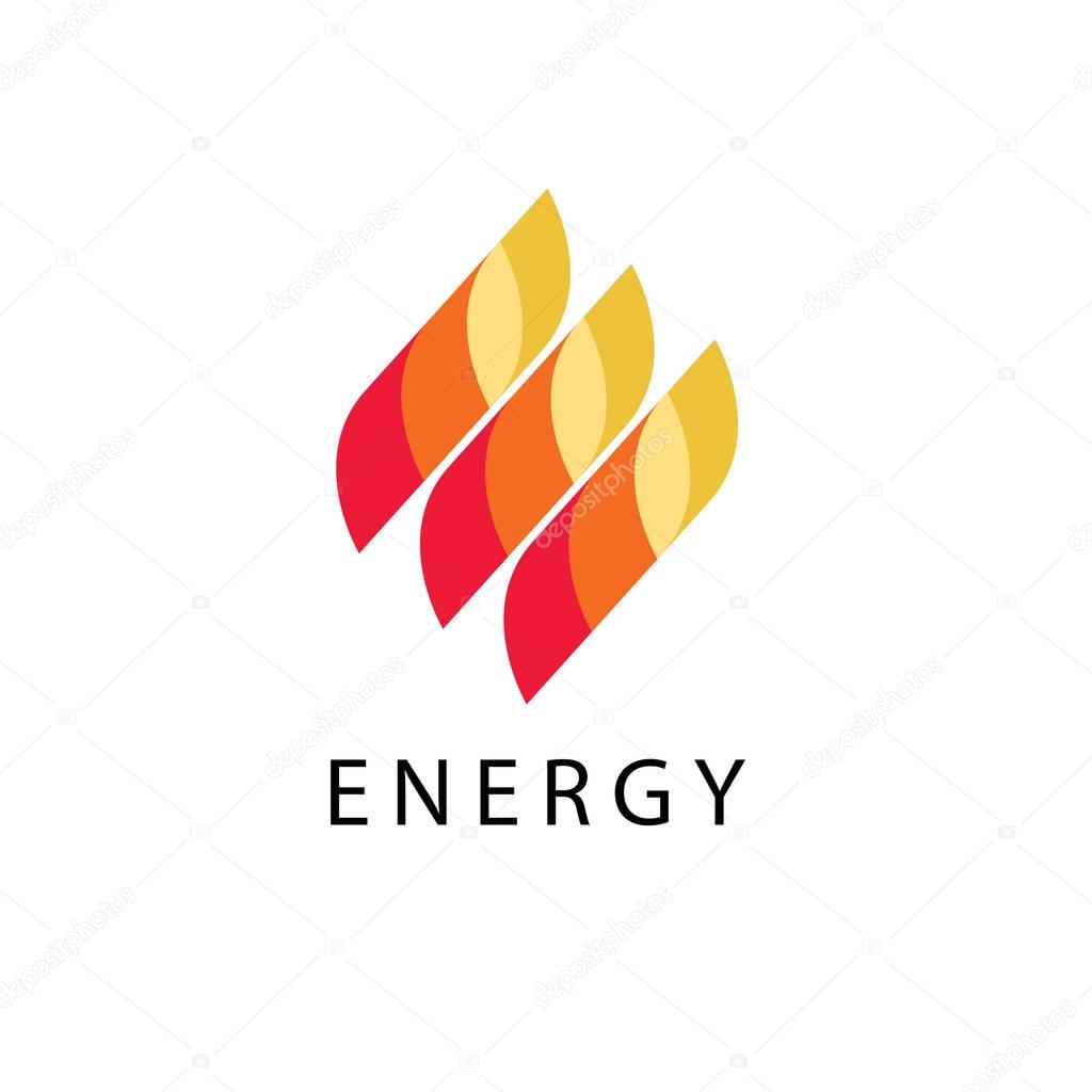 Energy logo vector illustration, abstract fire flame brand, logotype for oil or gas station, dynamic creative power symbol element design isolated on white background