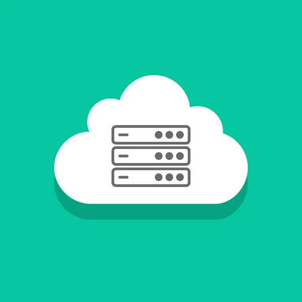 Icono de tecnología de servidores en la nube, signo de red de computación conceptual, centro de datos — Archivo Imágenes Vectoriales