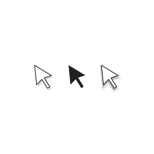 Mouse cursor ponteiro ícones vetoriais, setas de direção com sombra —  Vetores de Stock