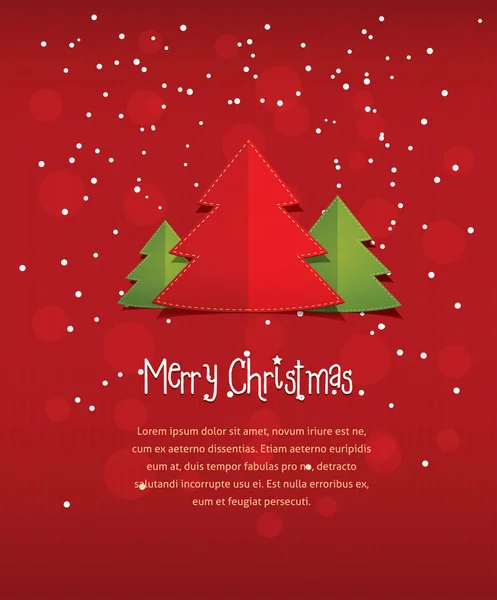 Frohe Weihnachten rote Postkarte Vektor Illustration, Neujahrskarte Banner — Stockvektor