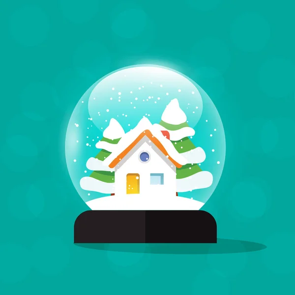 Snow globe house, snowglobe home, merry christmas, new year gift — Stock Vector