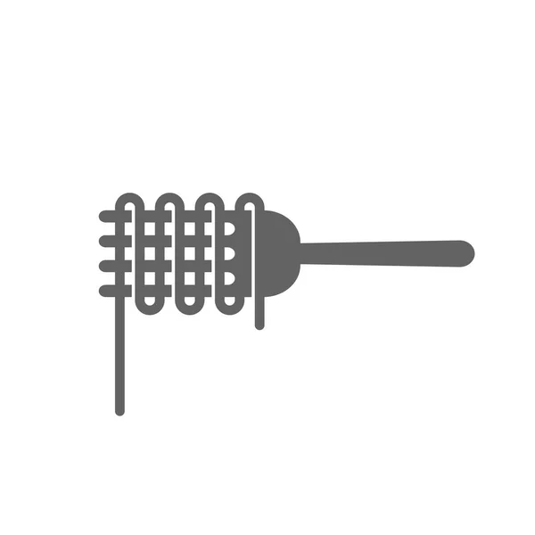 Logotipo del vector de horquilla de pasta, comida de fideos, espaguetis estilo plano — Vector de stock