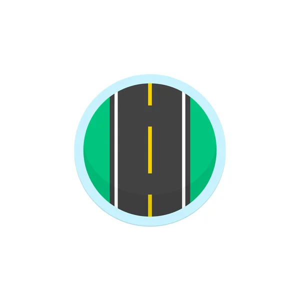 Road icon vector sign, round symbol with highway — Stock Vector