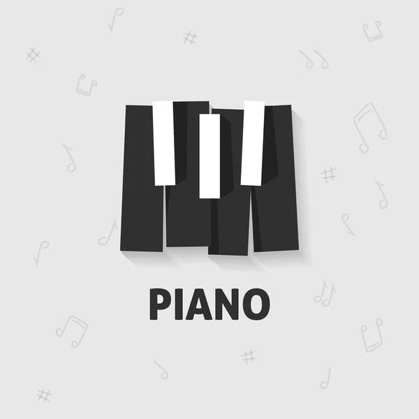 Teclas de piano vector plano blanco y negro, teclado — Archivo Imágenes Vectoriales