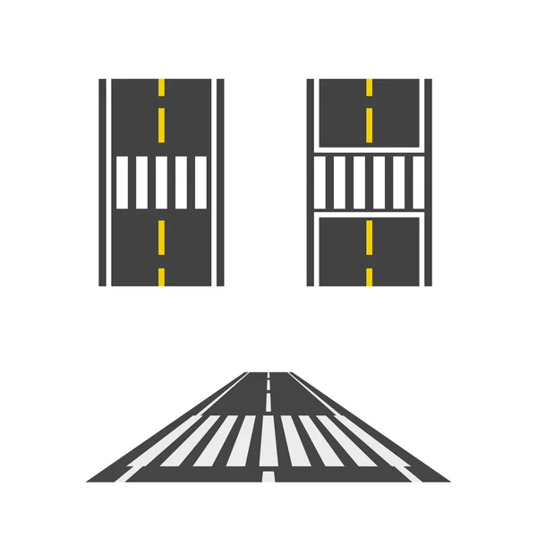 Traversée piétonne sur le dessus de la route et vue en perspective illustration vectorielle — Image vectorielle