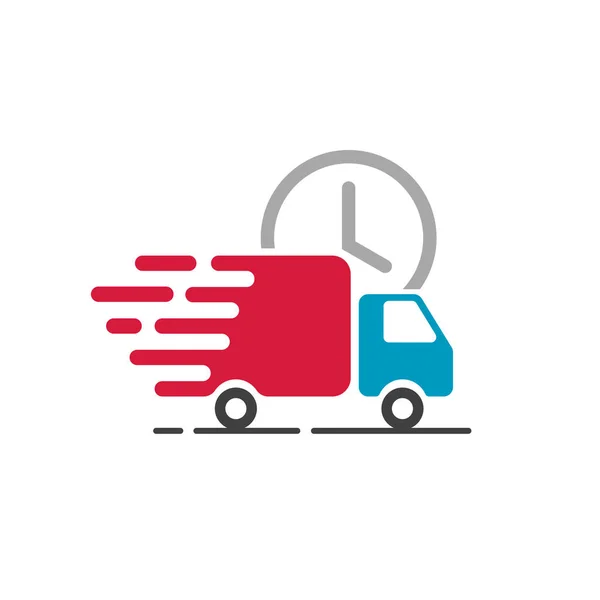 Vetor de ícone de caminhão de entrega, van de carga em movimento, transporte rápido — Vetor de Stock