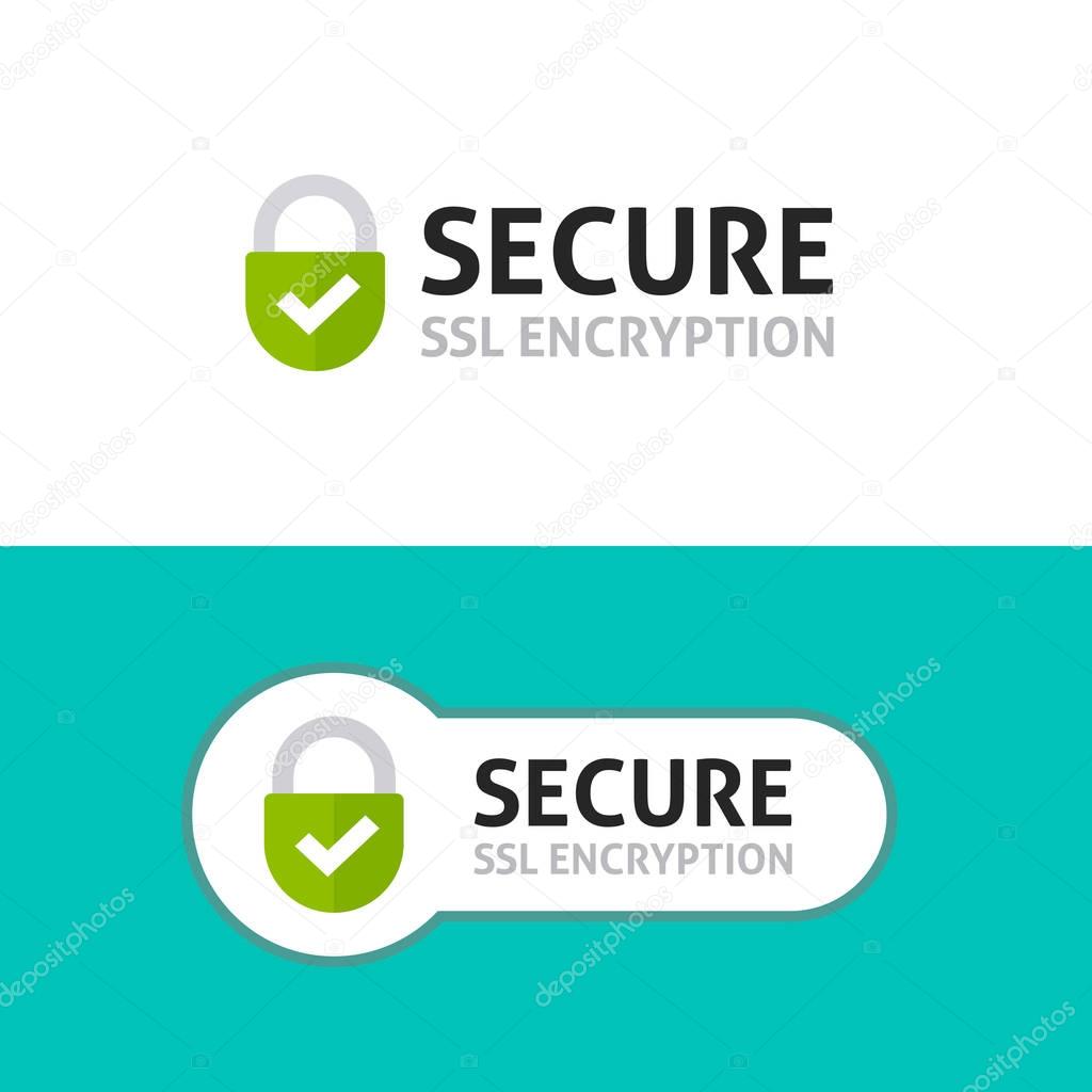 Secure connection icon, secured ssl protected safe data encryption