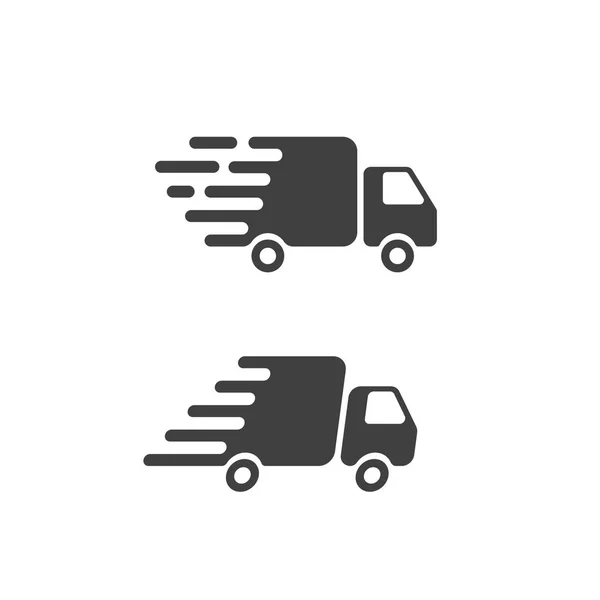 Delivery truck icon flat symbol, fast shipping cargo van pictogram — Stock Vector