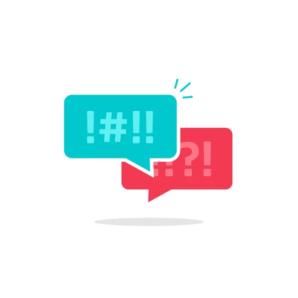 Discutir burbujas de chat icono de vectores, mensajes de argumento, discutiendo pareja charlando — Vector de stock