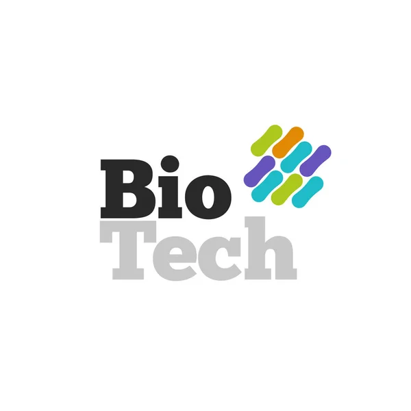 Logotipo biotecnológico con estructura de microorganismos genéticos aislados — Archivo Imágenes Vectoriales
