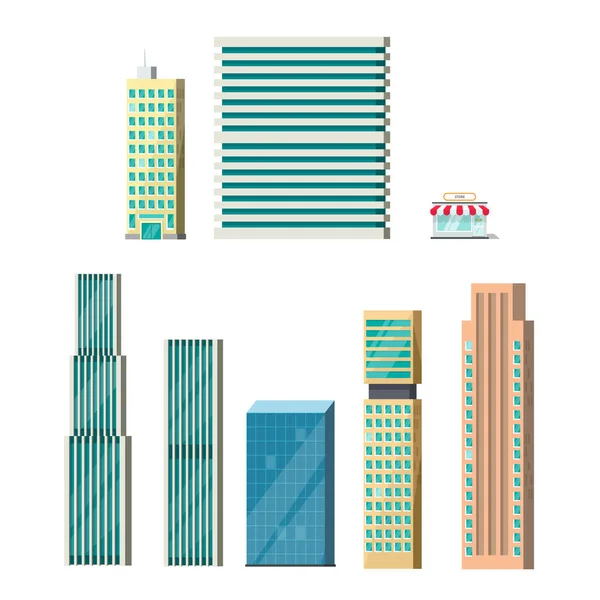 Κτίρια απομονωμένες διάνυσμα, ουρανοξύστης κτίριο πρόσοψη — Διανυσματικό Αρχείο
