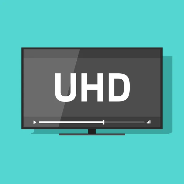 Televisión de pantalla plana con tecnología de vídeo Ultra HD icono de vector — Vector de stock