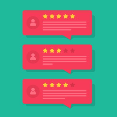 Gözden geçirme derecelendirme kabarcık konuşmalar vektör, iyi ve kötü oranı ve tex ile yıldız değerlendirmeleri