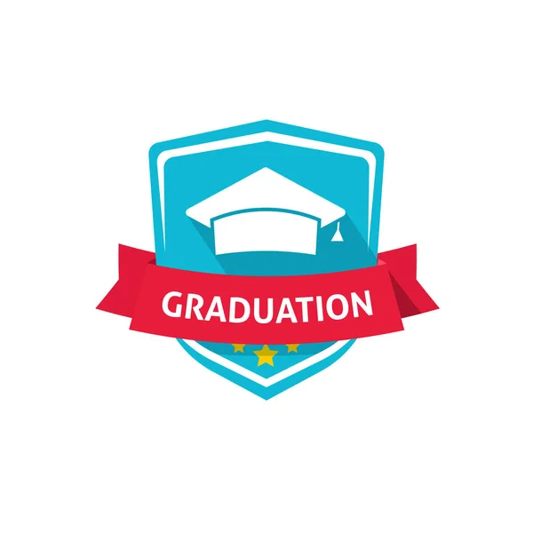 Graduation emblem vector illustration, school or university crest symbol idea — Stock Vector
