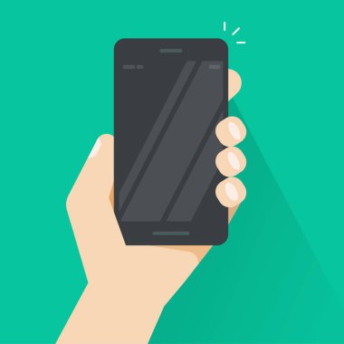 Smartphone el vektör, siyah cep telefonu boş ekran