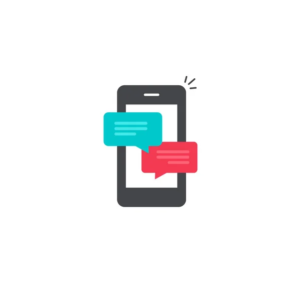 Teléfono móvil notificaciones de mensajes de chat icono de vector, teléfono inteligente charlando discursos de burbujas, hablando en línea, mensajería — Archivo Imágenes Vectoriales