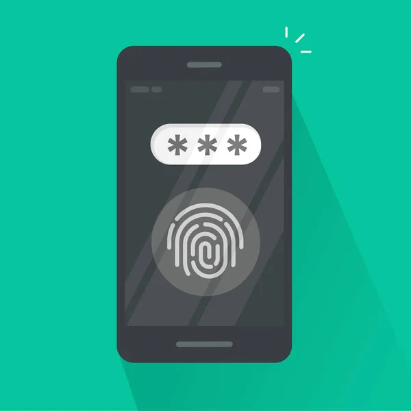 Смартфон з кнопкою відбитків пальців і вектором поля пароля, концепція безпеки, входу в систему, технологія захисту — стоковий вектор