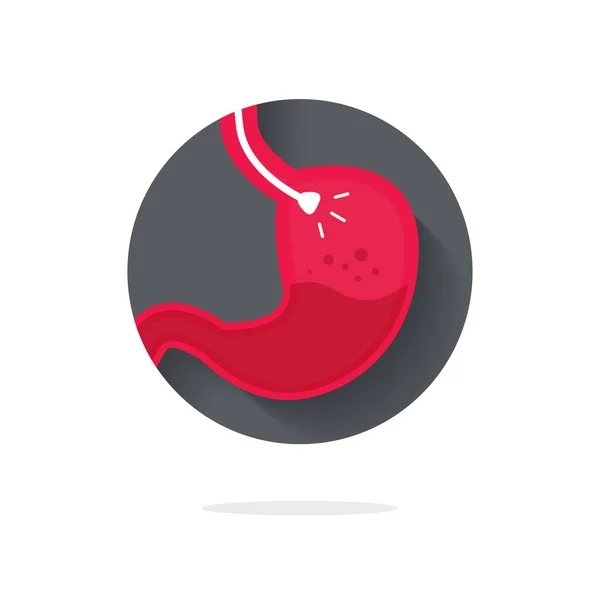 Векторная икона желудка, плоский эндоскоп в желудке через пищевод, идея логотипа гастроскопии — стоковый вектор