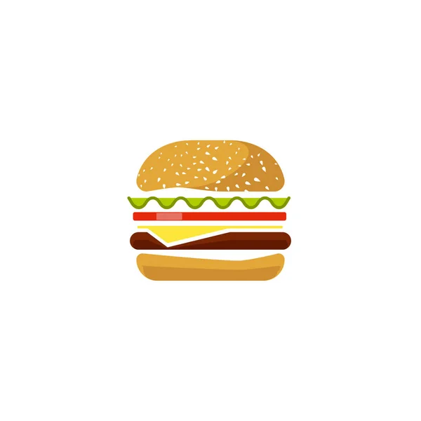 Burger vektor ikonen isolerad, platt tecknad smörgås logotype clipart, hamburger symbol — Stock vektor